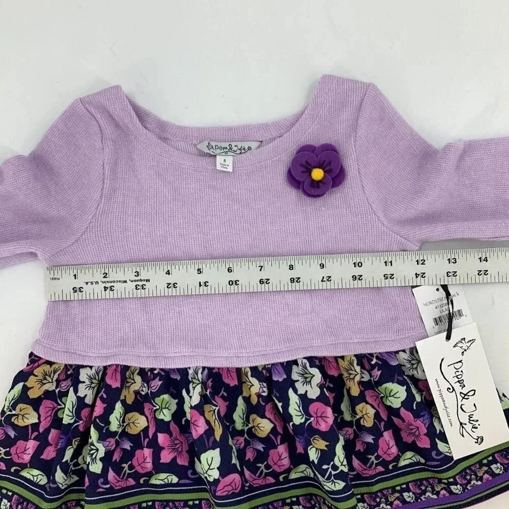Pippa and Julie Kid's Long Sleeve Sweater Floral‎ Dress Size 5 NWT